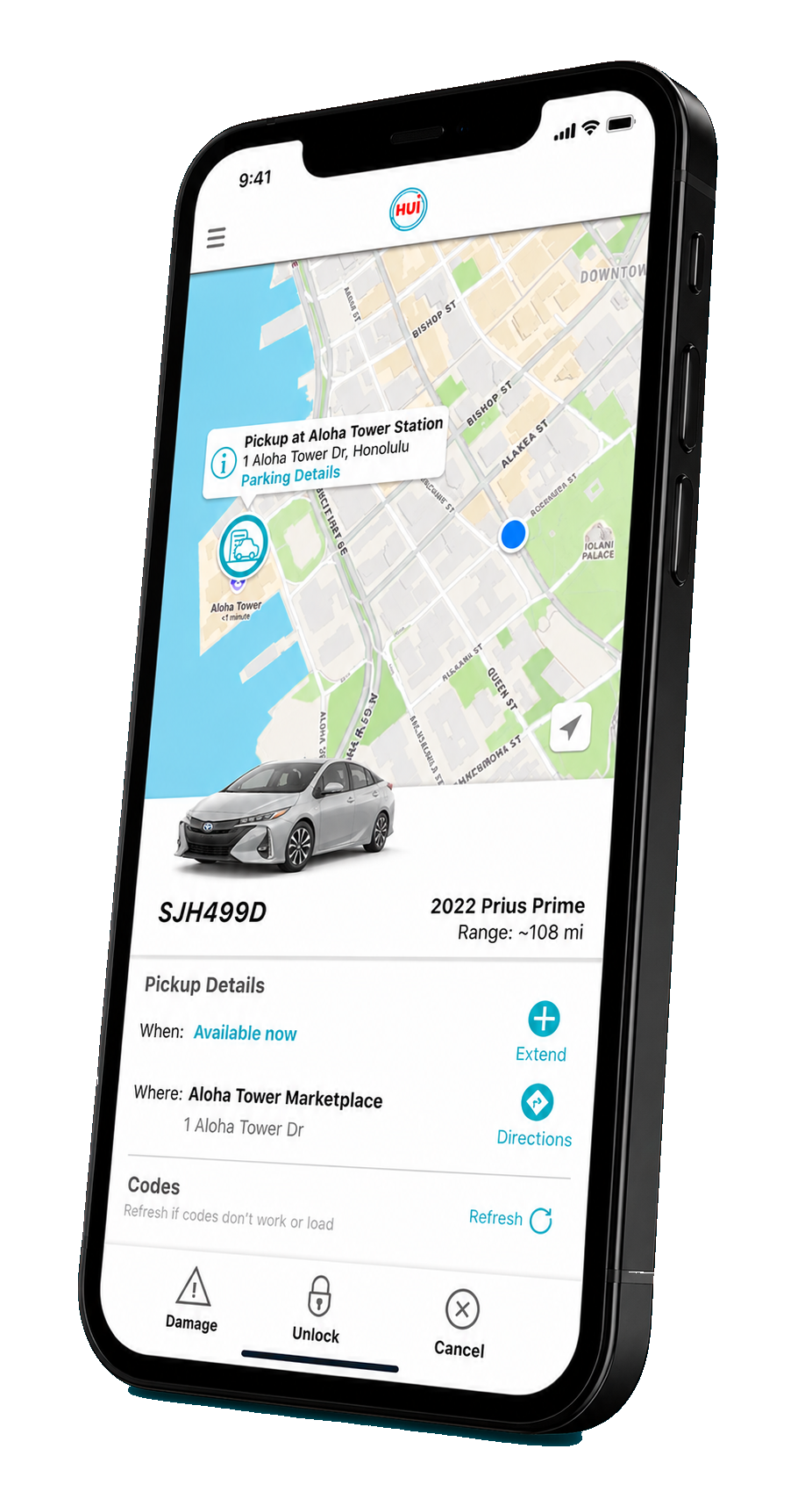 Ridecell shared mobility customer app on a phone